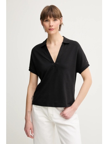 πόλο tommy hilfiger χρώμα μαύρο, ww0ww44512 κύριο υλικό