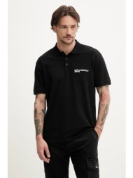 βαμβακερό μπλουζάκι πόλο karl lagerfeld jeans ανδρικό, χρώμα: μαύρο, a2m17094 100% οργανικό βαμβάκι