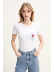 βαμβακερό μπλουζάκι iceberg γυναικείο, χρώμα: άσπρο, f091 6318 100% βαμβάκι