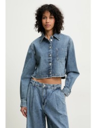 βαμβακερό πουκάμισο moschino jeans χρώμα: μπλε, 0222 3721 100% βαμβάκι