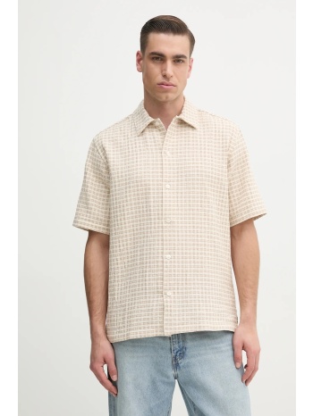 πουκάμισο samsoe samsoe saayo χρώμα μπεζ, m25100078 57%