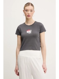 μπλουζάκι converse χρώμα: γκρι, 10027383-a02 59% βαμβάκι, 35% πολυεστέρας, 6% ελαστάν