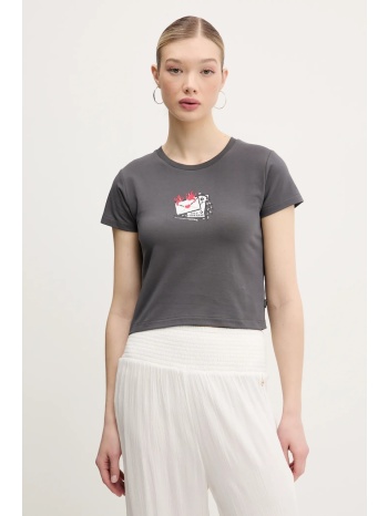 μπλουζάκι converse χρώμα γκρι, 10027383-a02 59% βαμβάκι