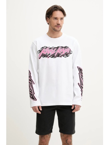 βαμβακερή μπλούζα με μακριά μανίκια karl kani χρώμα άσπρο