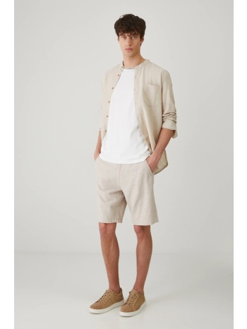 σορτς από λινό medicine χρώμα μπεζ πρόσθετη επένδυση 100%