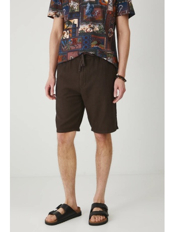 λινό σορτς medicine χρώμα καφέ κύριο υλικό 55% βαμβάκι