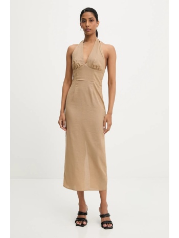 φόρεμα με λινό answear.lab χρώμα καφέ 70% βισκόζη, 30% λινό