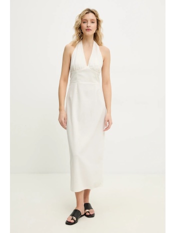 φόρεμα με λινό answear.lab χρώμα μπεζ 70% βισκόζη, 30% λινό