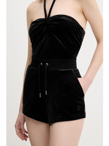 βελούδινο σορτς juicy couture eve pocket χρώμα μαύρο