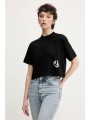 μπλουζάκι karl lagerfeld jeans χρώμα: μαύρο, a2w17076 50% πολυεστέρας, 50% οργανικό βαμβάκι
