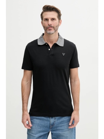 πόλο guess nolan χρώμα μαύρο, m5gp66 j1314 95% βαμβάκι, 5%