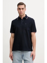 βαμβακερό μπλουζάκι πόλο tommy hilfiger ανδρικό, χρώμα: ναυτικό μπλε, mw0mw38457 100% βαμβάκι