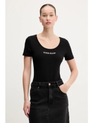 μπλουζάκι guess jeans χρώμα: μαύρο, w5gp25 j1314 κύριο υλικό: 95% βαμβάκι, 5% ελαστάν