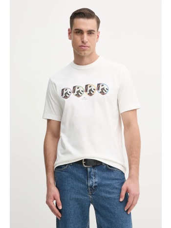 βαμβακερό μπλουζάκι ps paul smith ανδρικό, χρώμα άσπρο