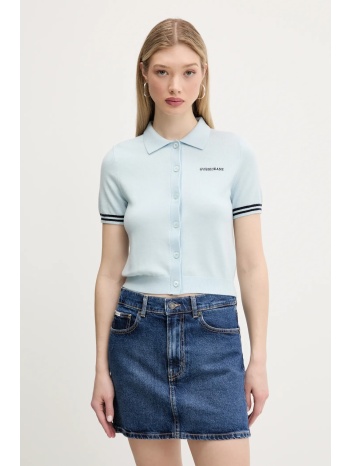 μπλουζάκι πόλο με μείγμα μαλλί guess jeans χρώμα μπλε