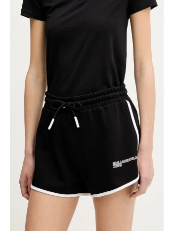 βαμβακερό σορτσάκι karl lagerfeld jeans χρώμα μαύρο