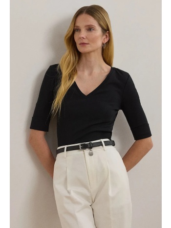 βαμβακερό μπλουζάκι lauren ralph lauren χρώμα μαύρο