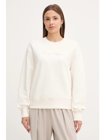 μπλούζα tommy hilfiger χρώμα μπεζ, ww0ww47159 85% βαμβάκι