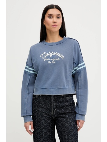 βαμβακερή μπλούζα guess originals γυναικεία, χρώμα μπλε