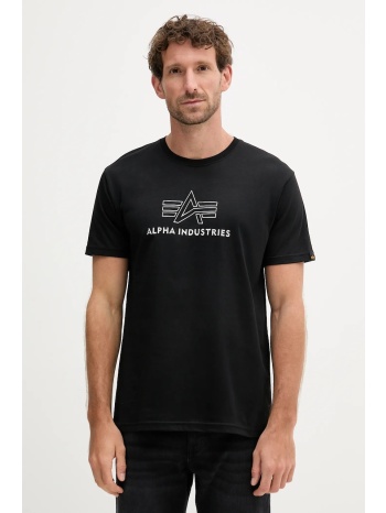 βαμβακερό μπλουζάκι alpha industries ανδρικό, χρώμα μαύρο