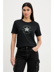 βαμβακερό μπλουζάκι converse χρώμα: μαύρο, 10027751-a02 100% βαμβάκι