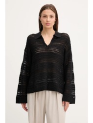 πουλόβερ tommy hilfiger χρώμα: μαύρο, ww0ww46524 83% βαμβάκι, 17% πολυαμίδιο