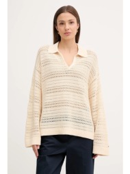 πουλόβερ tommy hilfiger χρώμα: μπεζ, ww0ww46524 83% βαμβάκι, 17% πολυαμίδιο