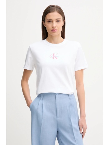 βαμβακερό μπλουζάκι calvin klein jeans χρώμα άσπρο