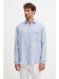 πουκάμισο από λινό frescobol carioca ανδρικό, χρώμα: μπλε, 2589.683 100% λινό