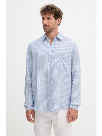 πουκάμισο από λινό frescobol carioca ανδρικό, χρώμα μπλε