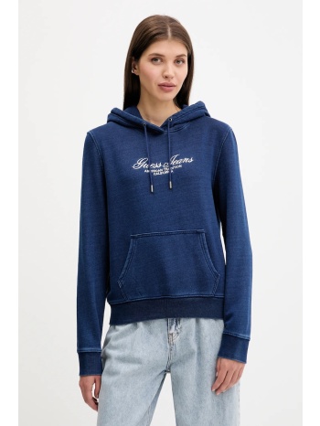βαμβακερή μπλούζα guess jeans γυναικεία, χρώμα ναυτικό