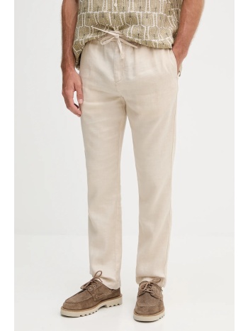 λινό παντελόνι frescobol carioca ανδρικό, χρώμα μπεζ
