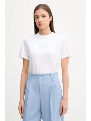βαμβακερό μπλουζάκι calvin klein jeans χρώμα άσπρο