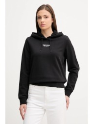 βαμβακερή μπλούζα tommy jeans γυναικεία, χρώμα: μαύρο, με κουκούλα, dw0dw20943 κύριο υλικό: 100% βαμ