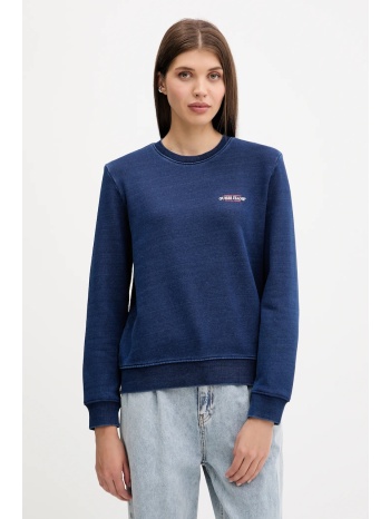 βαμβακερή μπλούζα guess jeans γυναικεία, χρώμα ναυτικό