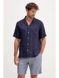 πουκάμισο από λινό frescobol carioca ανδρικό, χρώμα: ναυτικό μπλε, 2029.18 100% λινό