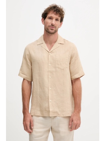 πουκάμισο από λινό frescobol carioca ανδρικό, χρώμα μπεζ