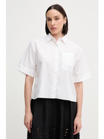 βαμβακερό πουκάμισο tommy hilfiger χρώμα άσπρο, ww0ww44717