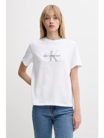 βαμβακερό μπλουζάκι calvin klein jeans χρώμα άσπρο