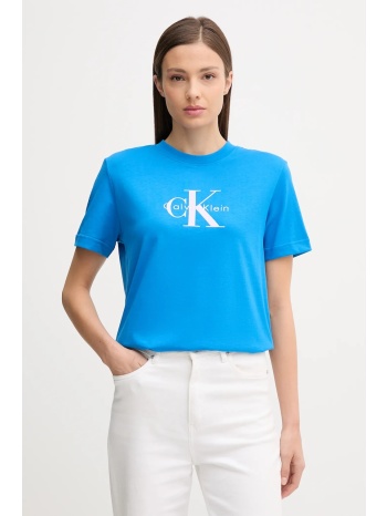 βαμβακερό μπλουζάκι calvin klein jeans χρώμα μπλε