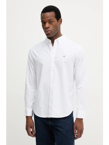 πουκάμισο calvin klein jeans χρώμα άσπρο, lv140em125 98%