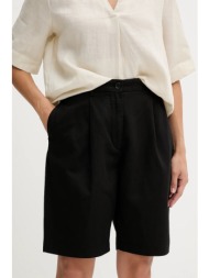λινό σορτς tommy hilfiger χρώμα: μαύρο, ww0ww45784 53% βαμβάκι, 24% λινό, 23% lyocell