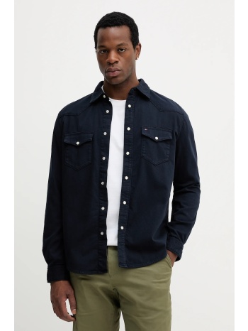 τζιν πουκάμισο tommy hilfiger ανδρικό, χρώμα ναυτικό μπλε