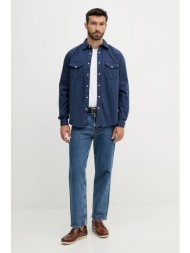 τζιν πουκάμισο tommy hilfiger ανδρικό, χρώμα: μπλε, mw0mw40684 100% βαμβάκι