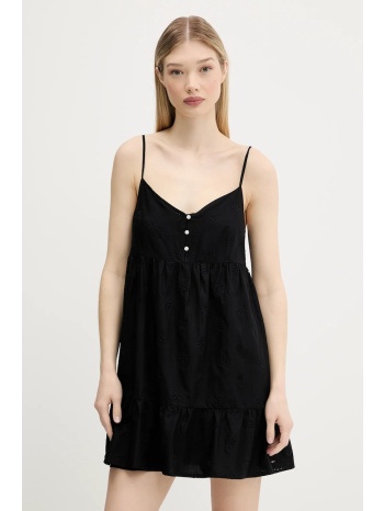 βαμβακερό φόρεμα tommy jeans χρώμα μαύρο, dw0dw21165 100%