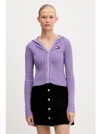 πλεκτή ζακέτα tommy jeans χρώμα μοβ, dw0dw20974 88%