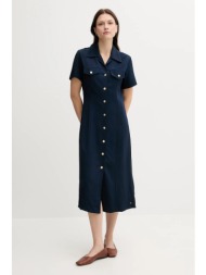 φόρεμα tommy hilfiger χρώμα: ναυτικό μπλε, ww0ww45802 100% βισκόζη
