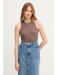 βαμβακερό γιλέκο tommy hilfiger χρώμα: καφέ, ww0ww45706 100% βαμβάκι