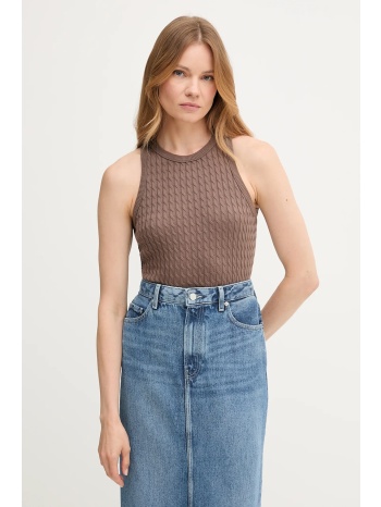 βαμβακερό γιλέκο tommy hilfiger χρώμα καφέ, ww0ww45706