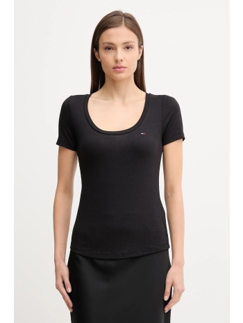 μπλουζάκι tommy jeans χρώμα μαύρο, dw0dw20916 95% modal